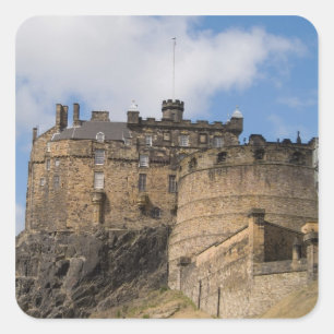 Mooie beroemde reusachtige Edinburgh Castle in Vierkante Sticker