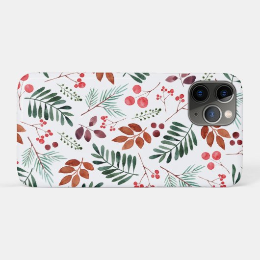 Mooie Berry en Branches Waterverf Winter   Case-Mate iPhone Case (Achterkant (horizontaal))