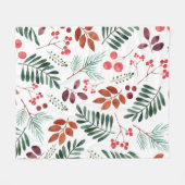 Mooie Berry en Branches Waterverf Winter Fleece Deken (Voorkant (Horizontaal))
