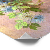 Mooie Berry-wijnstokken en blauwe vogels Poster (Hoek)