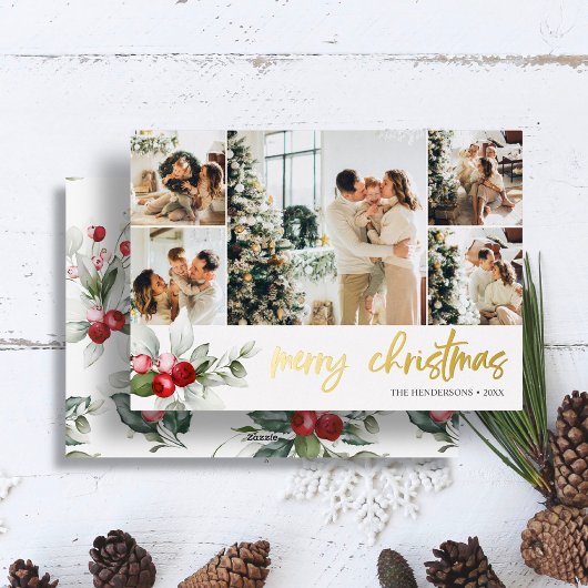 Mooie Bes Kerst Script Foto Collage Folie Feestdagenkaart
