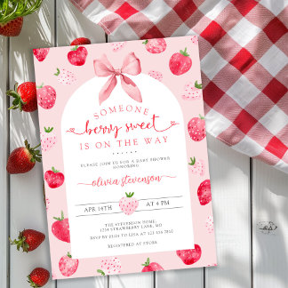Mooie Bes Zoete Aardbei Gebogen Baby Shower Kaart