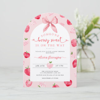 Mooie Bes Zoete Baby Shower Aardbeien Roze Kaart