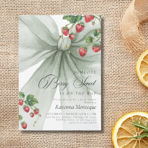Mooie Bes Zoete Groene Strik Aardbei Baby Shower Kaart