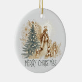 Mooie  beschermengel met kinderen keramisch ornament (Rechts)