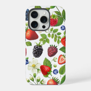 Mooie bescollage telefoonhoesje - Aardbei, braam iPhone 15 Pro Case