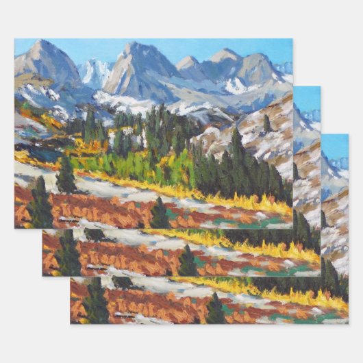 Mooie besneeuwde dag Paarse geel blauw rood Inpakpapier Vel (Set)