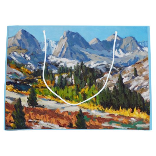 Mooie besneeuwde dag Sinaasappel geel blauw rood Groot Cadeauzakje (Voorkant)