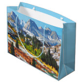 Mooie besneeuwde dag Sinaasappel geel blauw rood Groot Cadeauzakje (Achterkant Gekanteld)