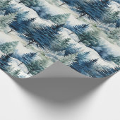 Mooie besneeuwde dennenbos Kerstmis Cadeaupapier (Hoek)