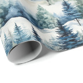 Mooie besneeuwde dennenbos Kerstmis Cadeaupapier (Rol Hoek)