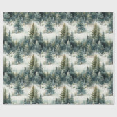 Mooie besneeuwde dennenbos Kerstmis Cadeaupapier (Vlak)