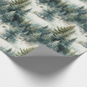 Mooie besneeuwde dennenbos Kerstmis Cadeaupapier (Hoek)