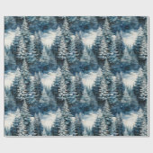 Mooie besneeuwde dennenbos Kerstmis Cadeaupapier (Vlak)