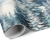 Mooie besneeuwde dennenbos Kerstmis Cadeaupapier (Rol Hoek)