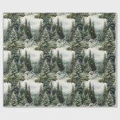 Mooie besneeuwde dennenbos Kerstmis Cadeaupapier (Vlak)