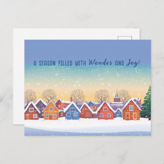 Mooie besneeuwde huizen Winterlandschap Kerstmis Feestdagenkaart (Voorkant / Achterkant)