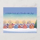 Mooie besneeuwde huizen Winterlandschap Kerstmis Feestdagenkaart (Voorkant)