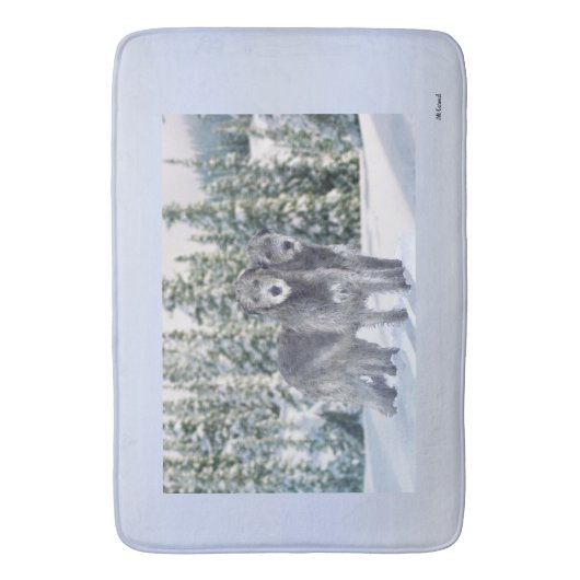 Mooie besneeuwde Ierse Wolfshond scene Badmat (Voorkant Verticaal)