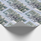 Mooie besneeuwde Ierse Wolfshond scene Cadeaupapier (Hoek)