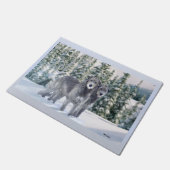 Mooie besneeuwde Ierse Wolfshond scene Deurmat (Schuin)
