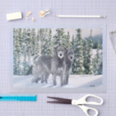 Mooie besneeuwde Ierse Wolfshond Scene Tissue Pape Tissuepapier (Craft)