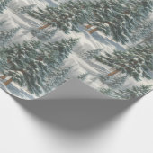Mooie besneeuwde Scotch Pine Tree inpakpapier (Hoek)