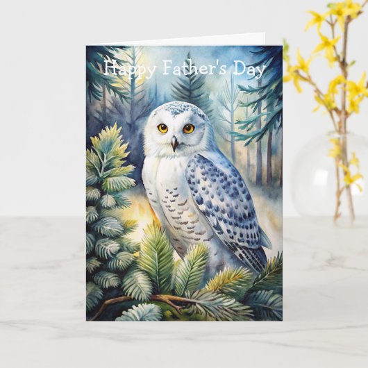 Mooie besneeuwde uil kaart (Gele Bloem)