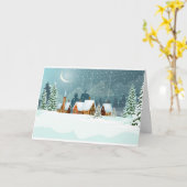 Mooie Besneeuwde Winterlandschap Kaart (Gele Bloem)