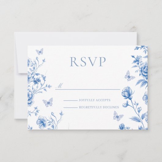 Mooie betoverde  lentebloemen bruiloft RSVP kaartje (Voorkant)