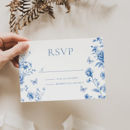 Mooie betoverde  lentebloemen bruiloft RSVP kaartje