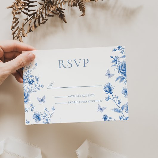 Mooie betoverde  lentebloemen bruiloft RSVP kaartje