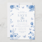 Mooie betoverde lentebloemen bruiloft save the date (Voorkant)
