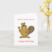 Mooie bever, fijne verjaardag kaart (Gele Bloem)