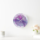 Mooie bewegingen Abstract fractaal kunstlicht roze Ronde Klok (Huis)