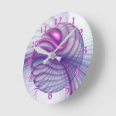 Mooie Bewegingen Abstracte Fractale Kunst Roze Ronde Klok (Hoek)