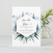 Mooie bewerkbare berg bruiloft save the date (Staand voorkant)