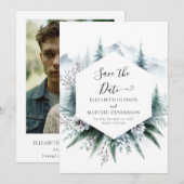 Mooie bewerkbare berg bruiloft save the date (Voorkant / Achterkant)