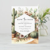 Mooie bewerkbare Cactus bruiloft Save The Date (Staand voorkant)