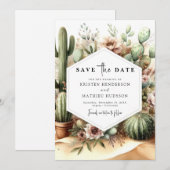 Mooie bewerkbare Cactus bruiloft Save The Date (Voorkant / Achterkant)