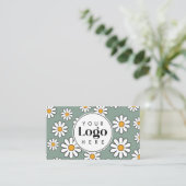 Mooie Bewerkbare Madeliefjes Bloem Logo QR Code Visitekaartje (Staand voorkant)