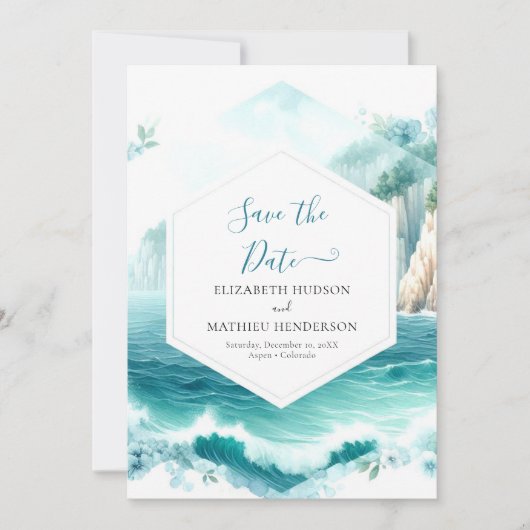 Mooie bewerkbare nautische bruiloft save the date (Voorkant)