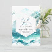 Mooie bewerkbare nautische bruiloft save the date (Staand voorkant)