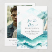 Mooie bewerkbare nautische bruiloft save the date (Voorkant / Achterkant)