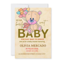 Mooie bewerkbare neutrale babyshower uitnodiging