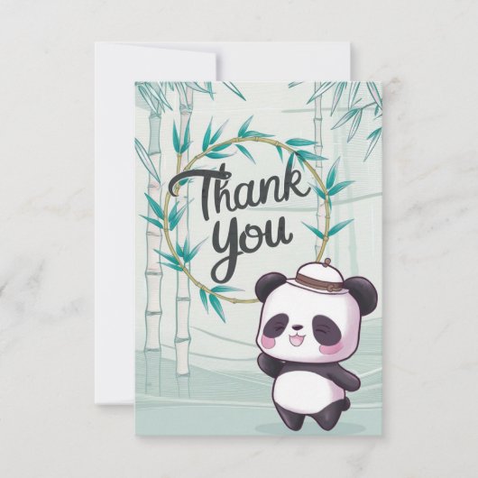 Mooie bewerkbare panda bedankkaart (Voorkant)