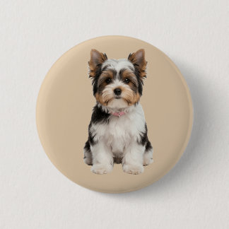 Mooie Biewer Biewer Yorkie Puppy Portret Ronde Spe Button 5,7 Cm