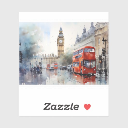 Mooie Big Ben en rode bus in Londen Sticker (Vel)