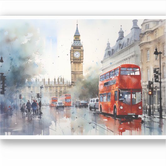 Mooie Big Ben en rode bus in Londen Sticker (Voorkant)