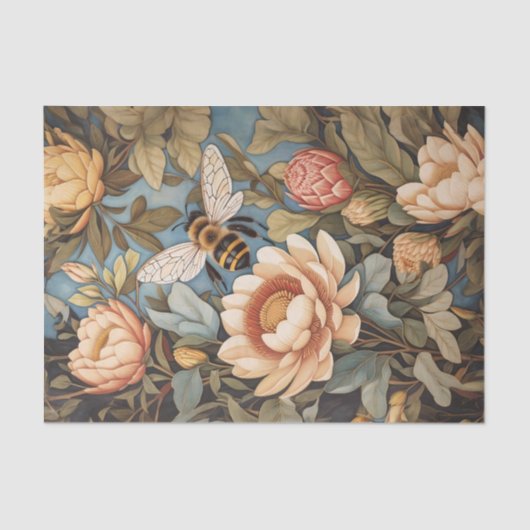 Mooie bij in de tuin van de Protea Flowers Tissuepapier (Voorkant)